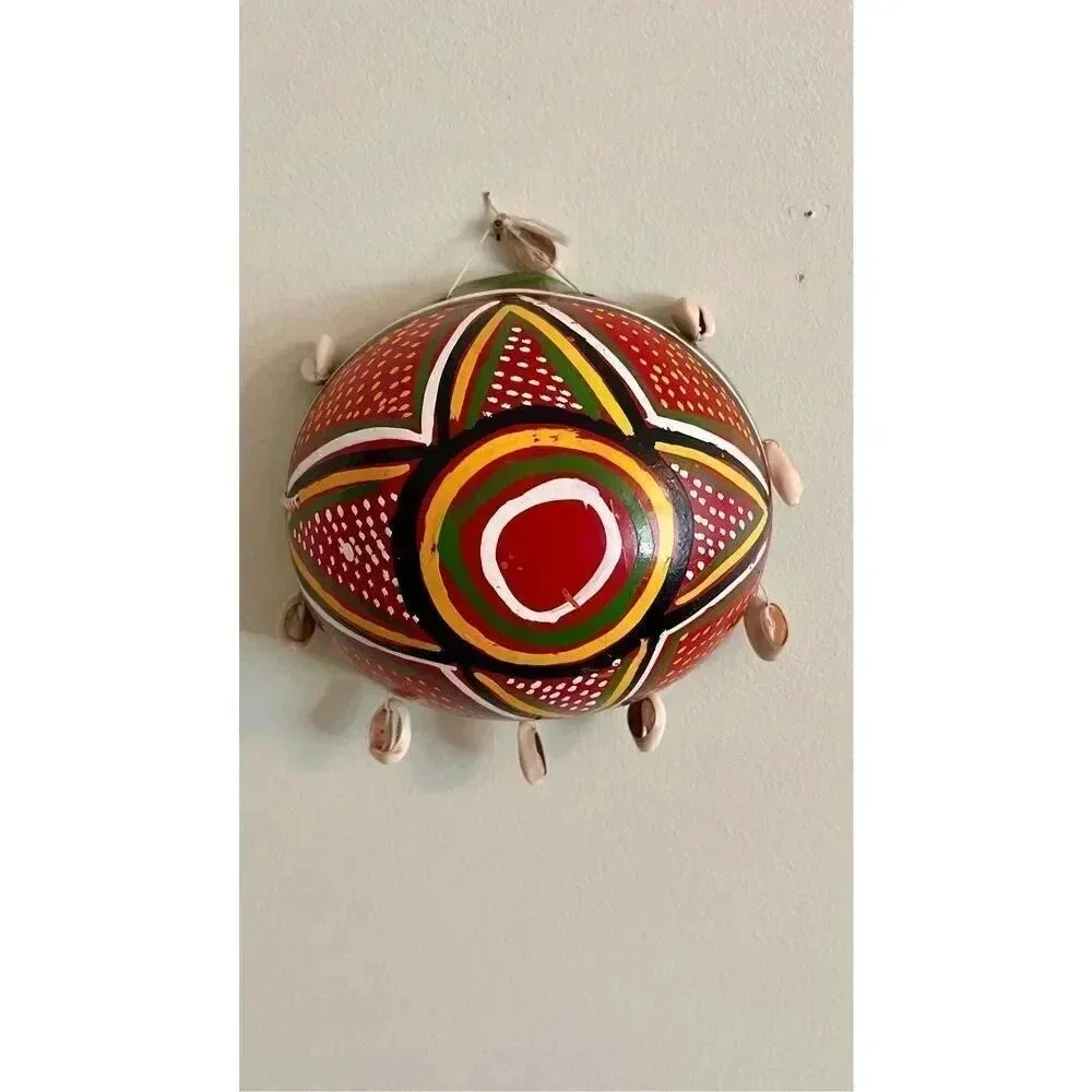 Vintage Set of 3 Wall Hanging Bowls Gourd Colorful handpainted Aztec Tribal Them